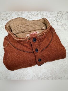 Jeremiah Men's Rust Brown Henley Sweater, XL, Soft, Comfortable